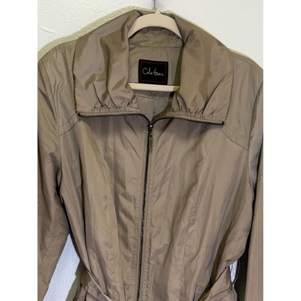 Cole Haan - Taupe Sateen Finish Trench Coat - size XL - Picture 6 of 7